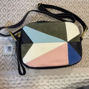Colorblock Crossbody Bag in Pink, Blue, Light Blue and Olive